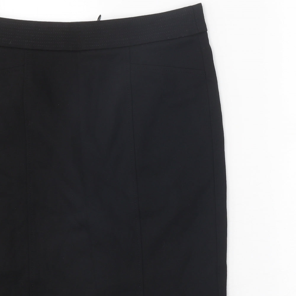 CC Womens Black Viscose Trumpet Skirt Size 10 Zip