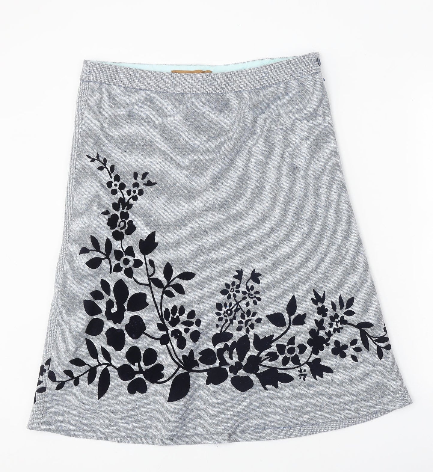 Fever Womens Blue Floral Polyester Swing Skirt Size 12 Zip