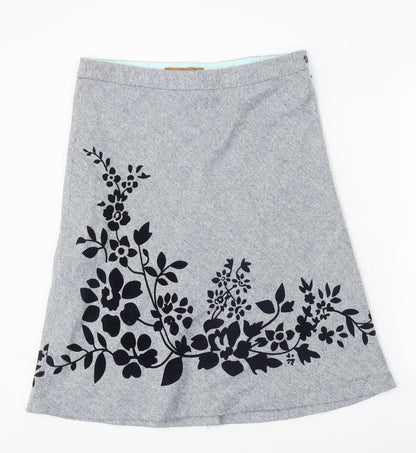 Fever Womens Blue Floral Polyester Swing Skirt Size 12 Zip