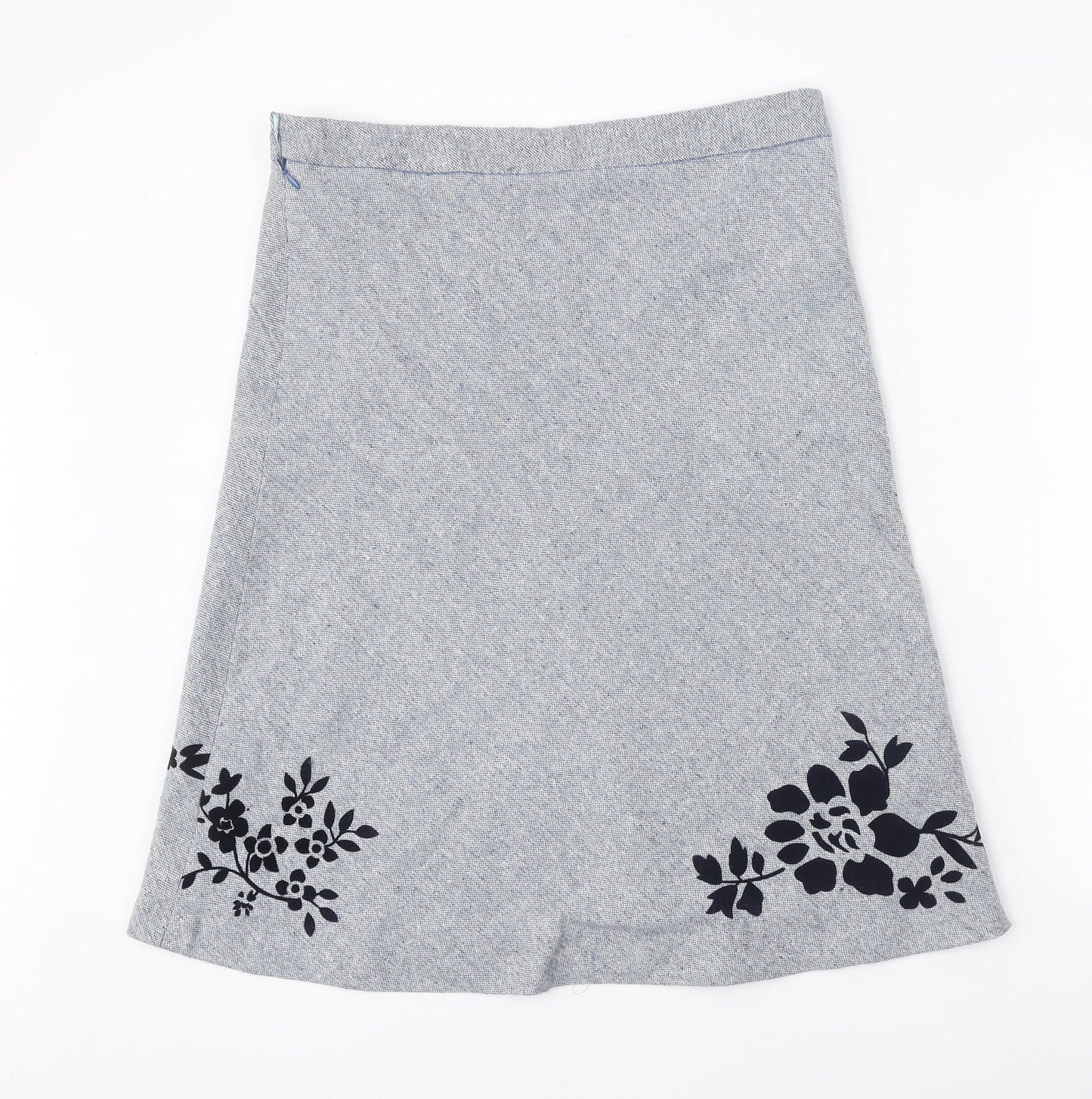Fever Womens Blue Floral Polyester Swing Skirt Size 12 Zip