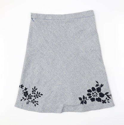 Fever Womens Blue Floral Polyester Swing Skirt Size 12 Zip