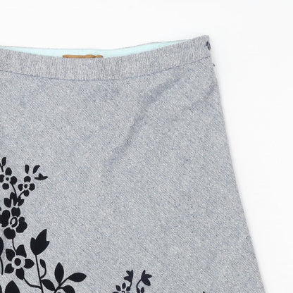Fever Womens Blue Floral Polyester Swing Skirt Size 12 Zip