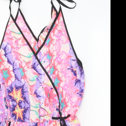 Ocean Club Womens Multicoloured Geometric Polyester Blend Playsuit One-Piece Size 14 Tie