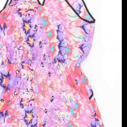 Ocean Club Womens Multicoloured Geometric Polyester Blend Playsuit One-Piece Size 14 Tie