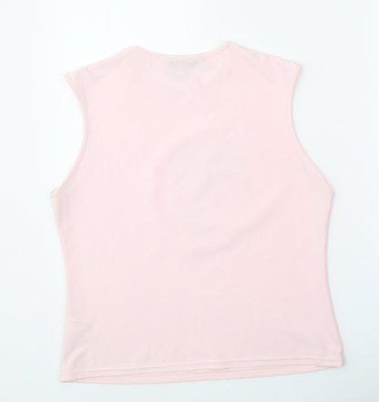 Atmosphere Womens Pink Polyester Basic Tank Size 18 Round Neck - Flower Detail