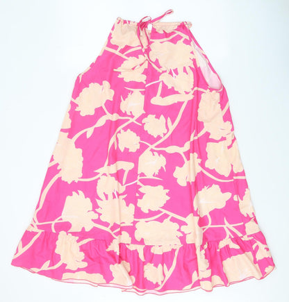 Preworn Womens Pink Floral Polyester Trapeze & Swing One Size Boat Neck Tie