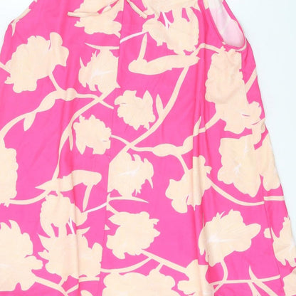 Preworn Womens Pink Floral Polyester Trapeze & Swing One Size Boat Neck Tie