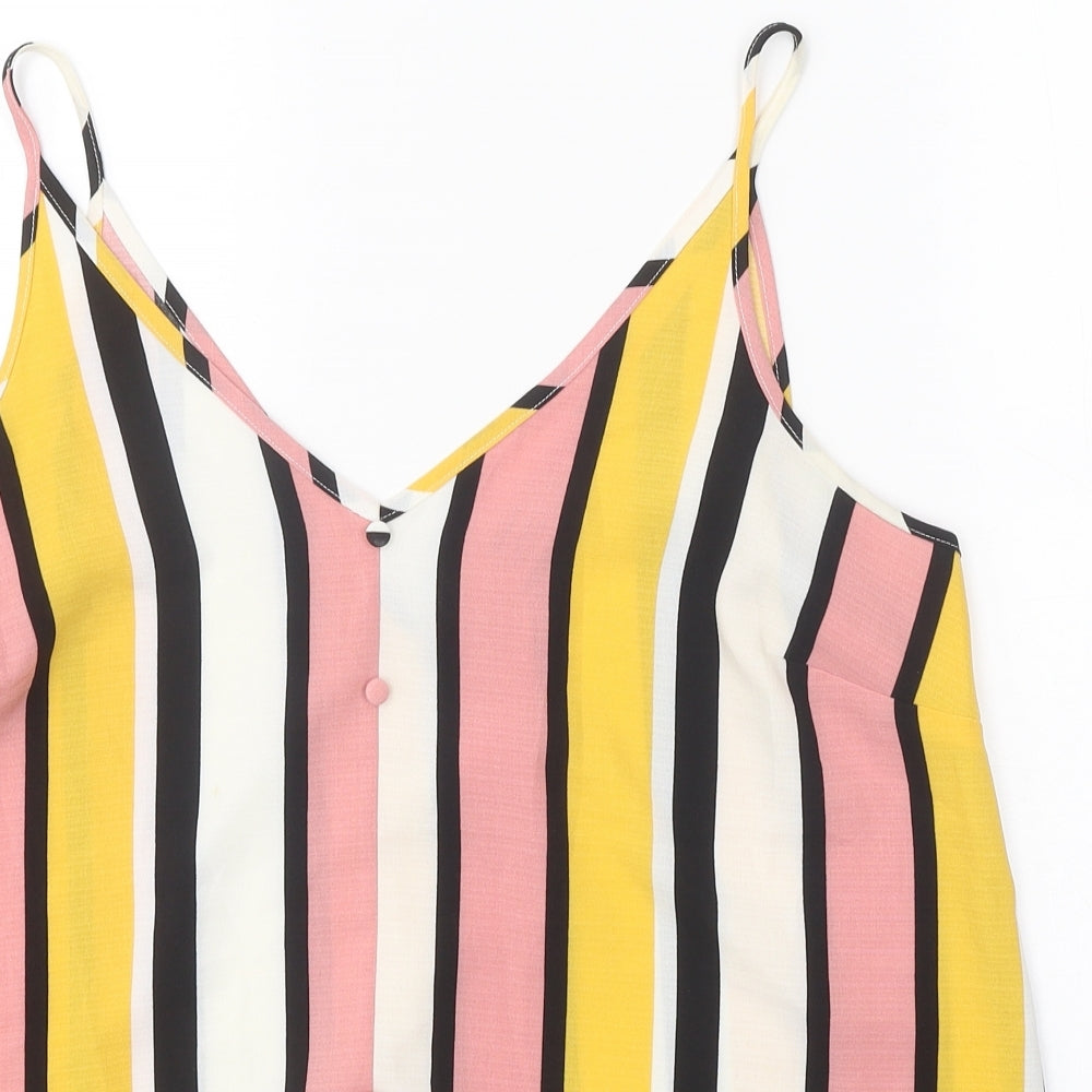Papaya Womens Multicoloured Striped Polyester Basic Tank Size 14 V-Neck