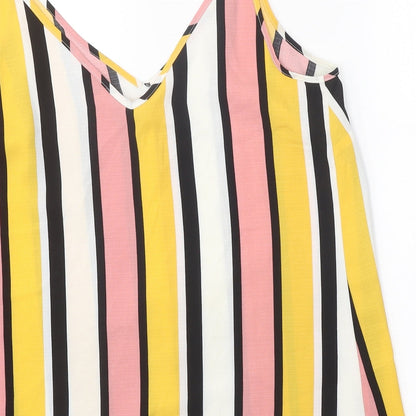 Papaya Womens Multicoloured Striped Polyester Basic Tank Size 14 V-Neck