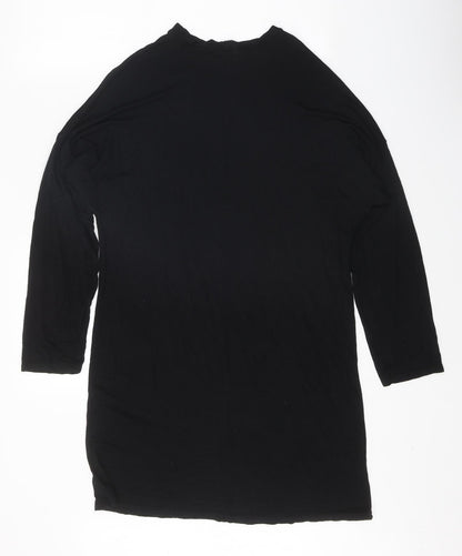 Boohoo Womens Black Polyester A-Line Size 10 Round Neck Pullover