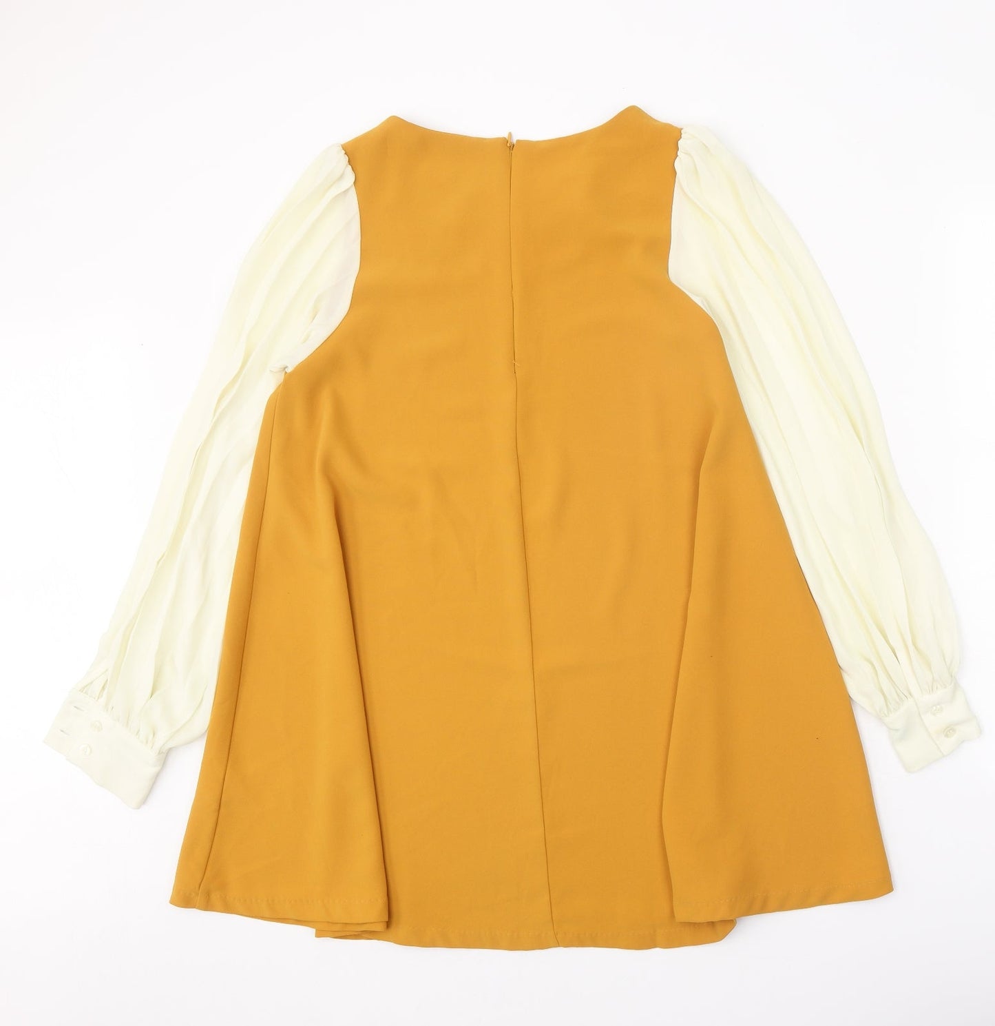 Mina UK Womens Orange Polyester Shift Size 8 Round Neck Zip