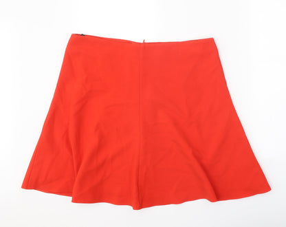Marks and Spencer Womens Red Polyester Skater Skirt Size 37 in Zip