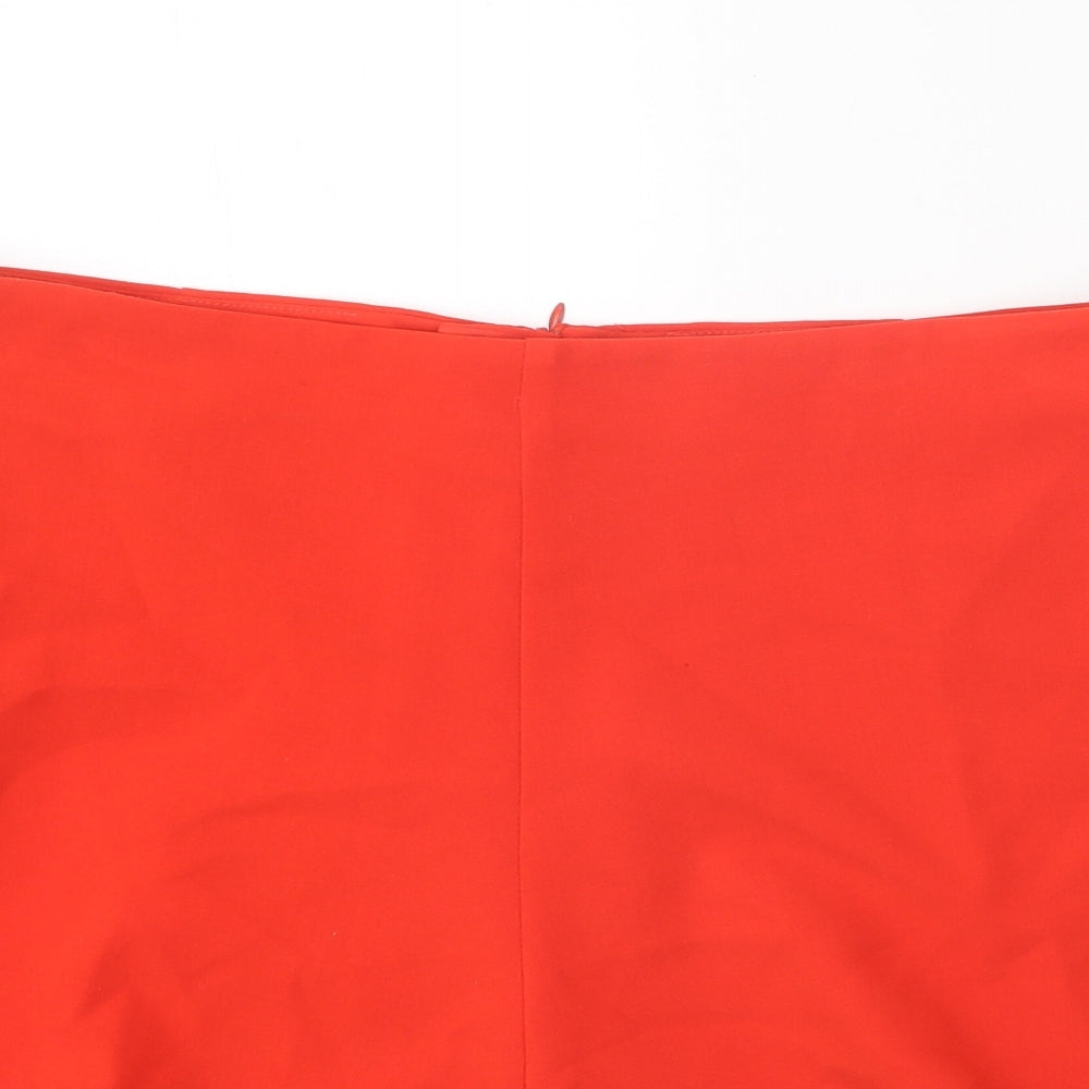 Marks and Spencer Womens Red Polyester Skater Skirt Size 37 in Zip