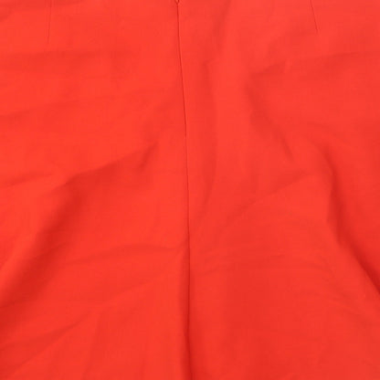 Marks and Spencer Womens Red Polyester Skater Skirt Size 37 in Zip