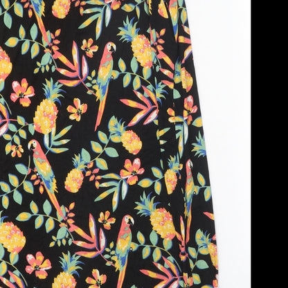 Peacocks Womens Black Geometric Polyester A-Line One Size Square Neck Pullover