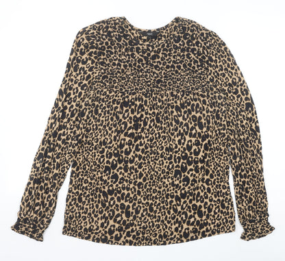 NEXT Womens Black Animal Print Viscose Basic Blouse Size 8 Scoop Neck - Leopard Print