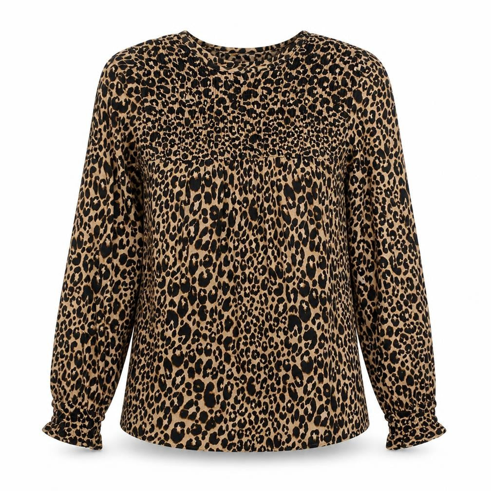 NEXT Womens Black Animal Print Viscose Basic Blouse Size 8 Scoop Neck - Leopard Print