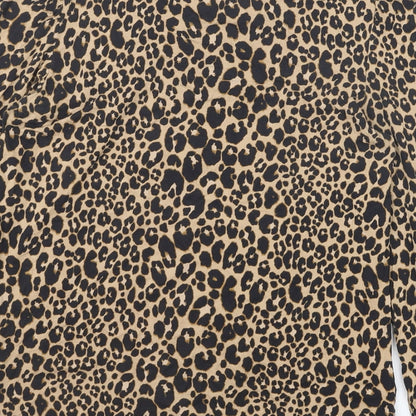NEXT Womens Black Animal Print Viscose Basic Blouse Size 8 Scoop Neck - Leopard Print