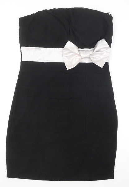 Quiz Womens Black Polyester Bodycon Size 10 Off the Shoulder Zip