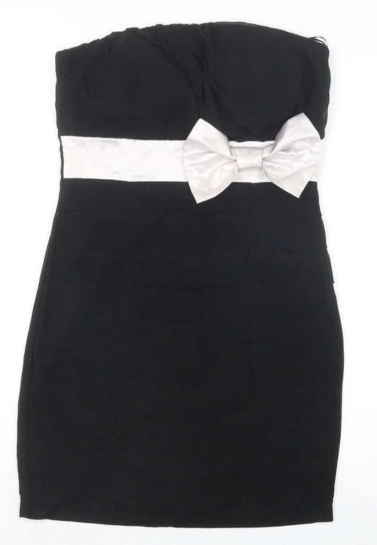 Quiz Womens Black Polyester Bodycon Size 10 Off the Shoulder Zip