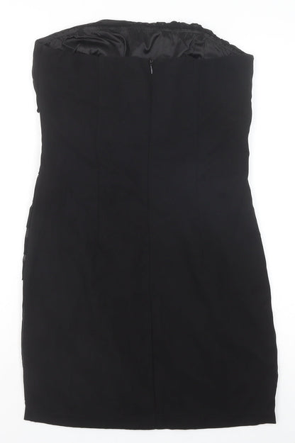 Quiz Womens Black Polyester Bodycon Size 10 Off the Shoulder Zip