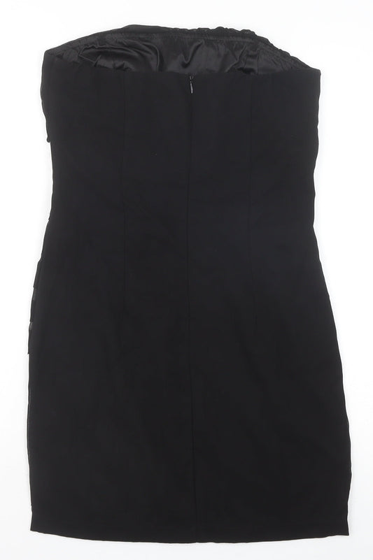 Quiz Womens Black Polyester Bodycon Size 10 Off the Shoulder Zip
