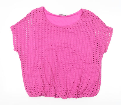 Klass Womens Pink Viscose Basic Blouse Size XL Scoop Neck
