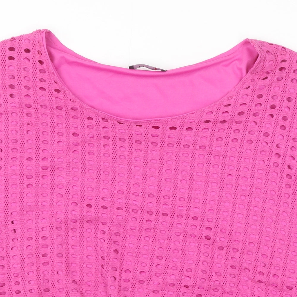 Klass Womens Pink Viscose Basic Blouse Size XL Scoop Neck