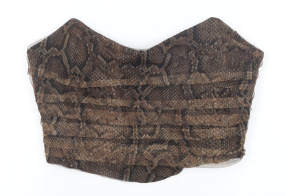 Womens UK Size L Zara Brown Cropped Tank
