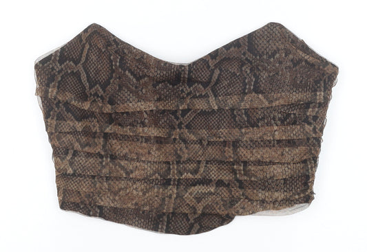 Womens UK Size L Zara Brown Cropped Tank
