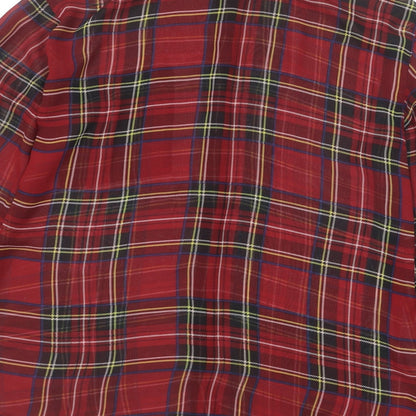 Glamorous Womens Red Plaid Polyester Basic Button-Up Size XS Collared