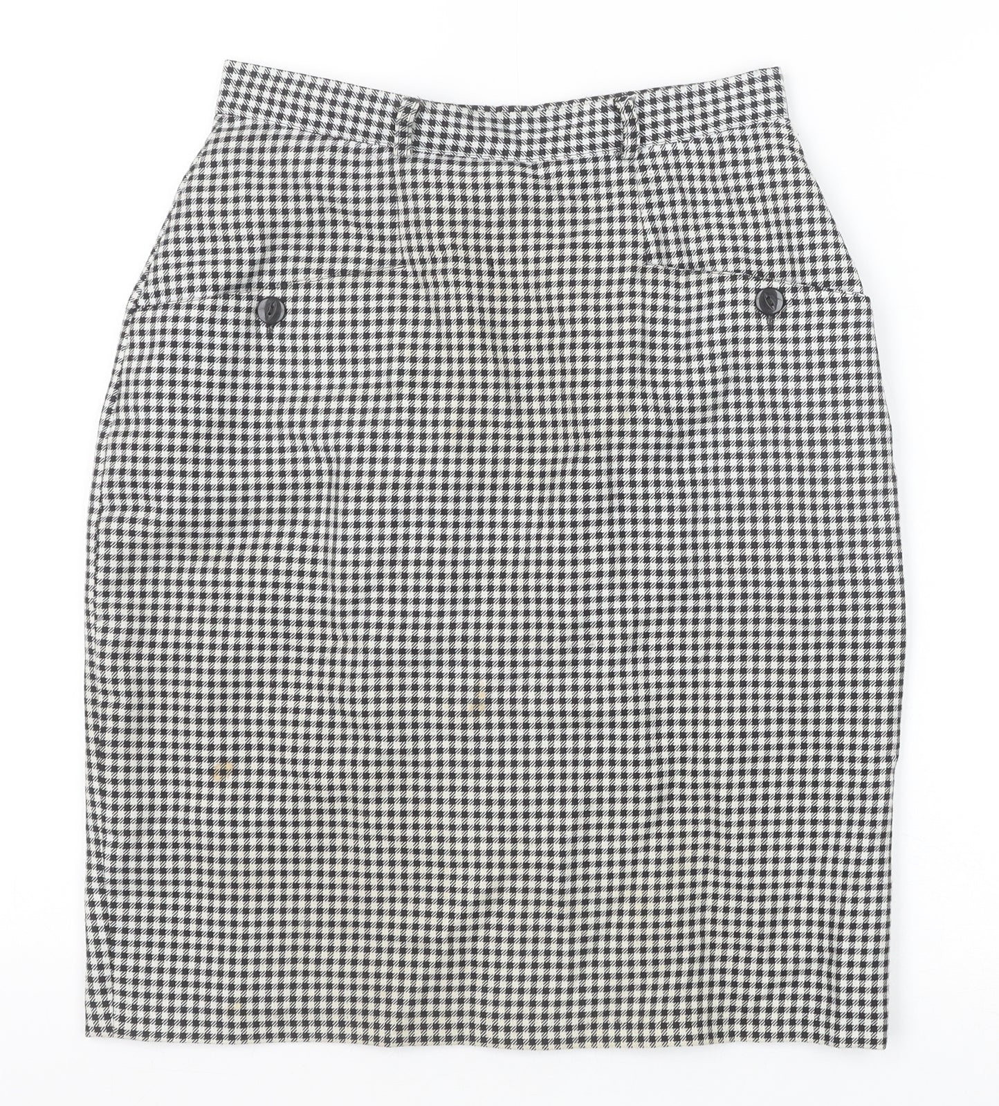 Kays Womens Black Check Polyester Straight & Pencil Skirt Size 12 Zip