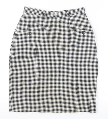 Kays Womens Black Check Polyester Straight & Pencil Skirt Size 12 Zip