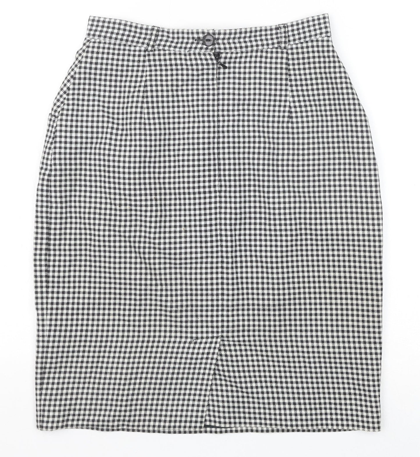Kays Womens Black Check Polyester Straight & Pencil Skirt Size 12 Zip