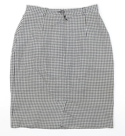 Kays Womens Black Check Polyester Straight & Pencil Skirt Size 12 Zip
