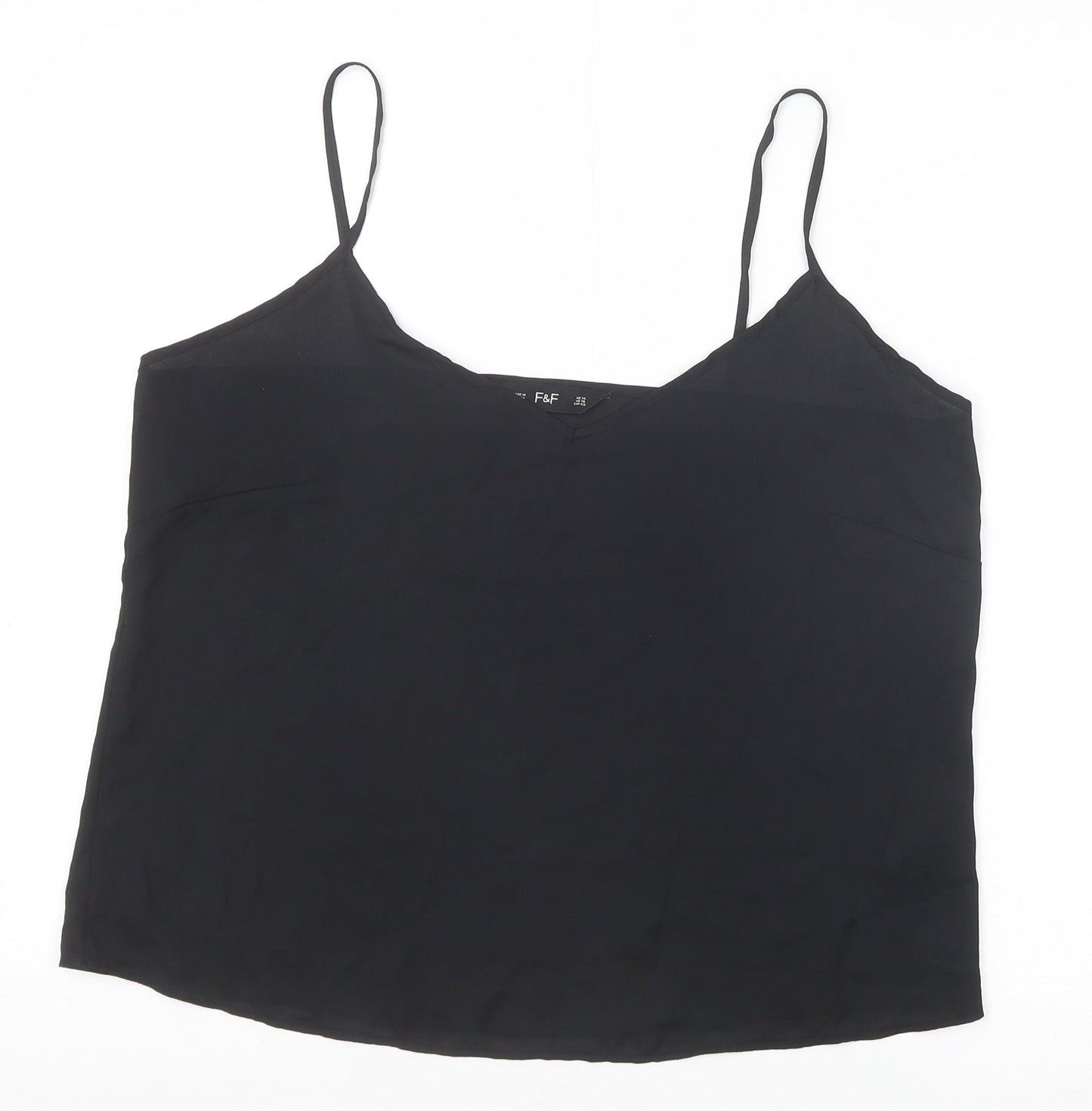 F&F Womens Black Polyester Camisole Tank Size 14 V-Neck