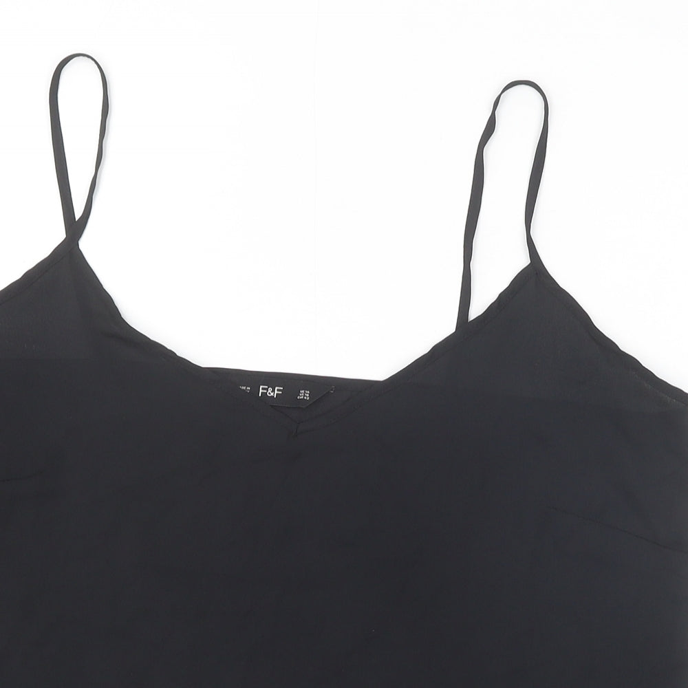 F&F Womens Black Polyester Camisole Tank Size 14 V-Neck