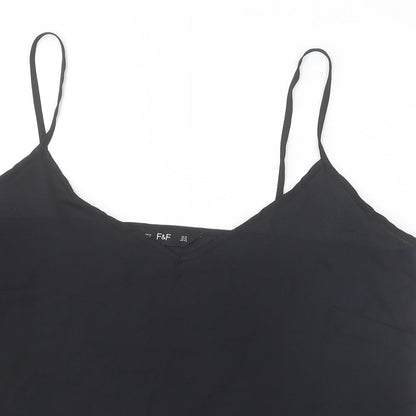 F&F Womens Black Polyester Camisole Tank Size 14 V-Neck