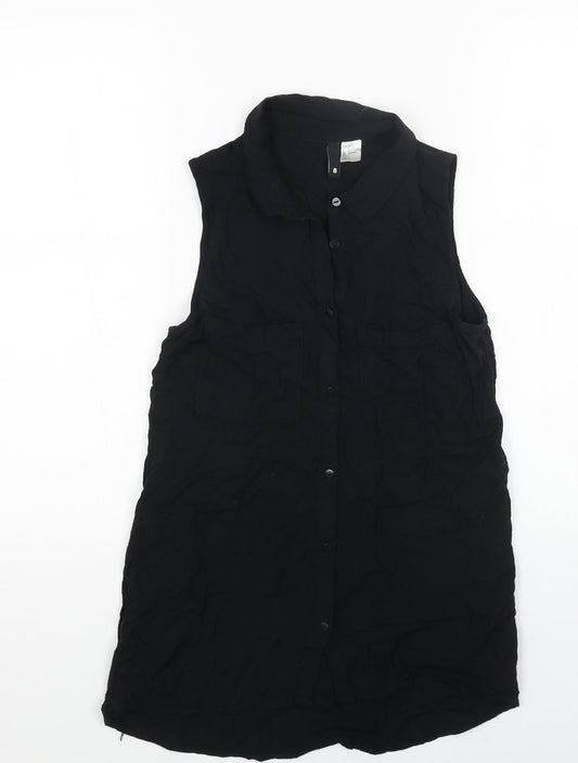Womens UK Size 8 H&M Black Basic Button-Up