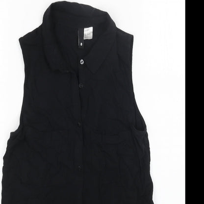 Womens UK Size 8 H&M Black Basic Button-Up