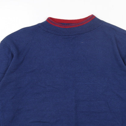 POP Mens Blue Mock Neck Acrylic Pullover Jumper Size M Long Sleeve