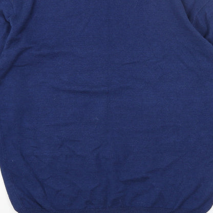 POP Mens Blue Mock Neck Acrylic Pullover Jumper Size M Long Sleeve