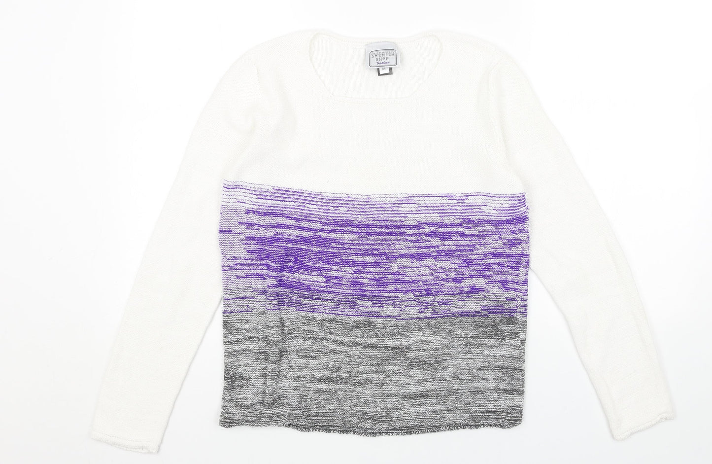 The Sweater Shop Womens White Round Neck Acrylic Pullover Jumper Size M