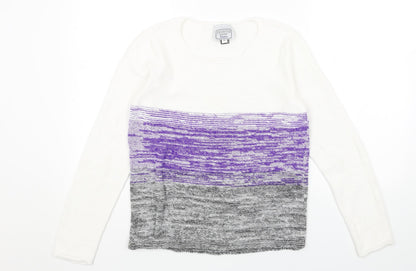 The Sweater Shop Womens White Round Neck Acrylic Pullover Jumper Size M