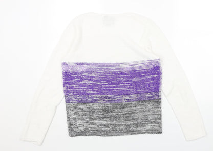 The Sweater Shop Womens White Round Neck Acrylic Pullover Jumper Size M