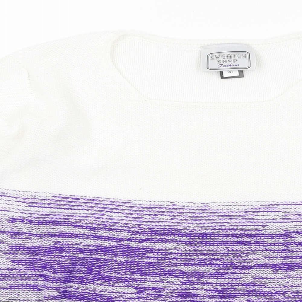 The Sweater Shop Womens White Round Neck Acrylic Pullover Jumper Size M