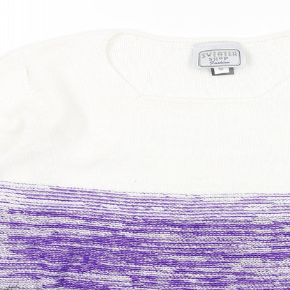 The Sweater Shop Womens White Round Neck Acrylic Pullover Jumper Size M