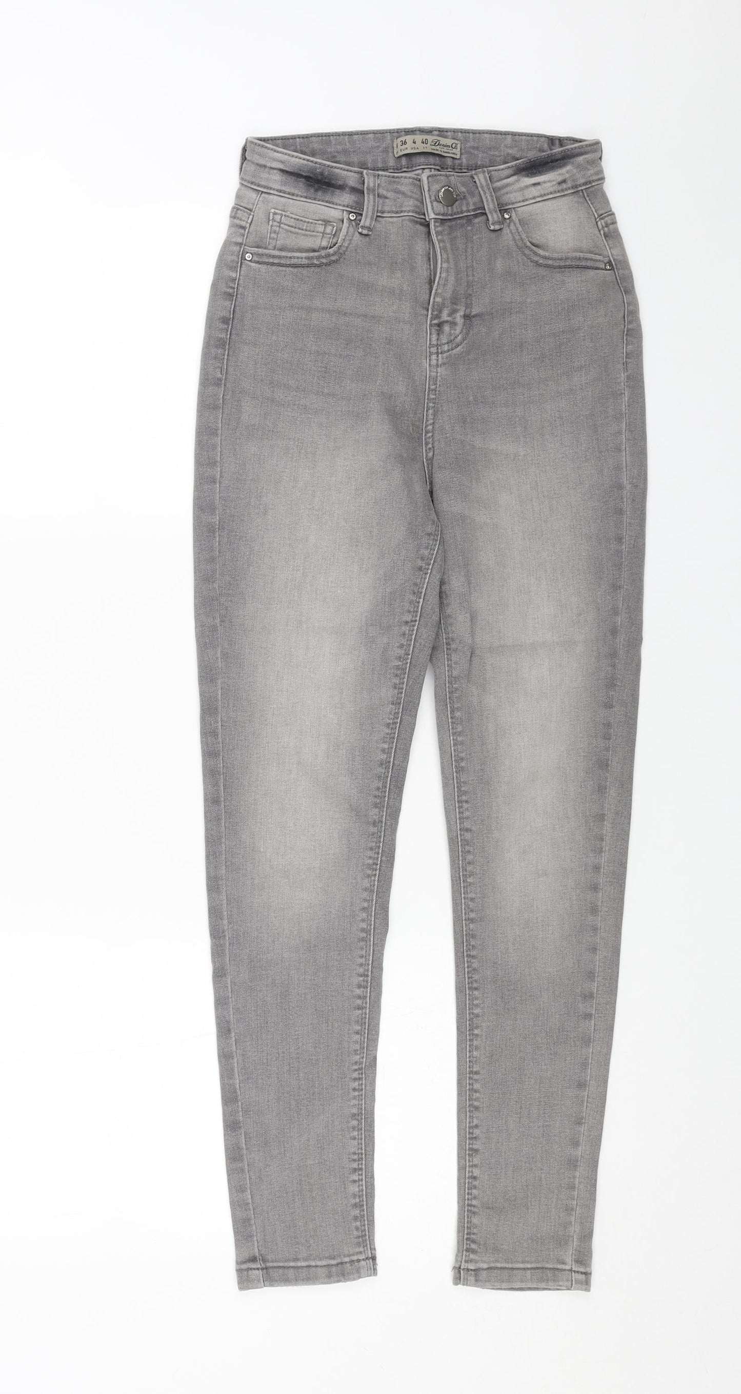 Denim & Co. Womens Grey Cotton Skinny Jeans Size 8 L25 in Regular Button