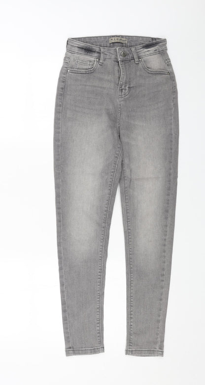 Denim & Co. Womens Grey Cotton Skinny Jeans Size 8 L25 in Regular Button