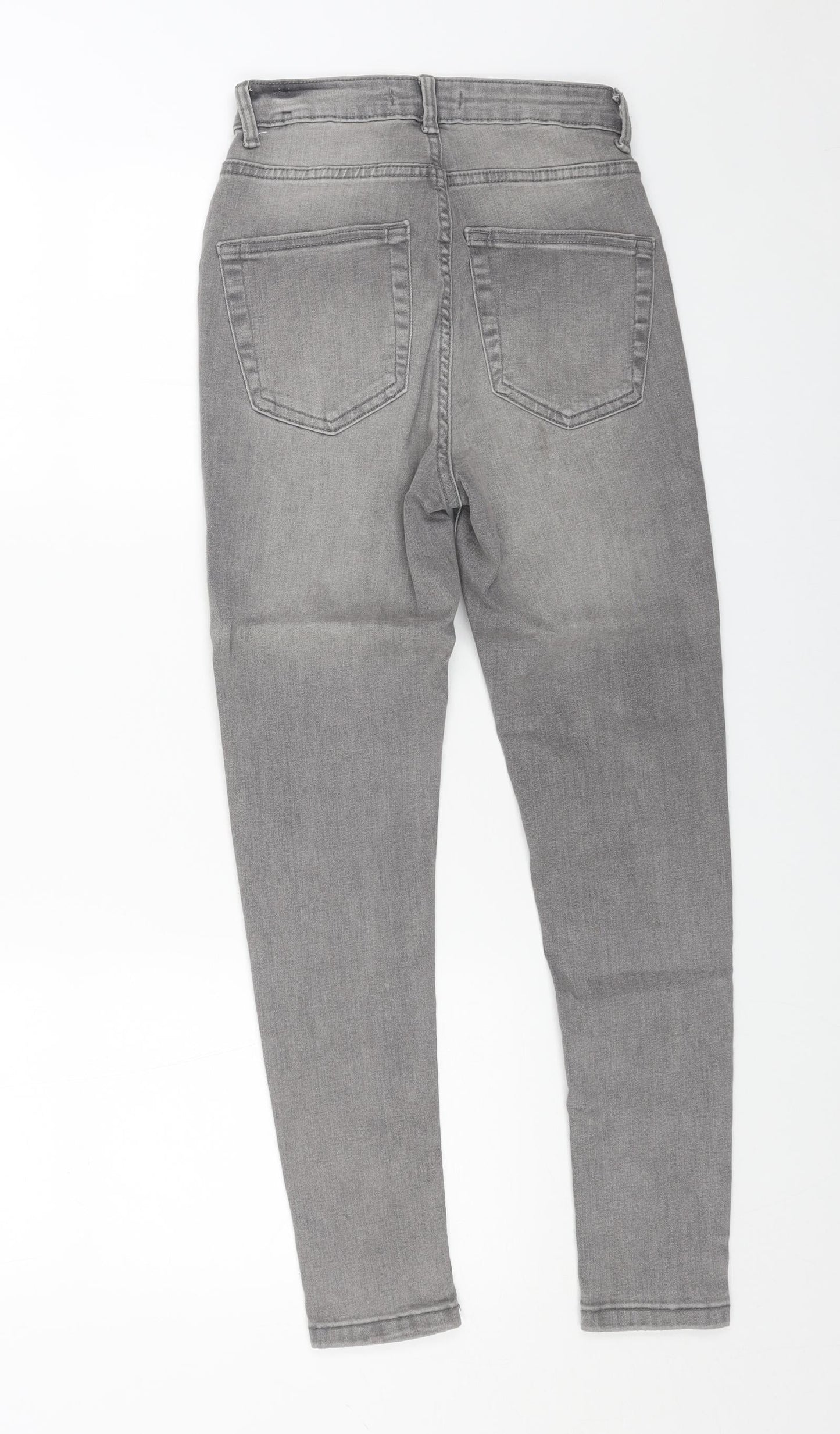 Denim & Co. Womens Grey Cotton Skinny Jeans Size 8 L25 in Regular Button